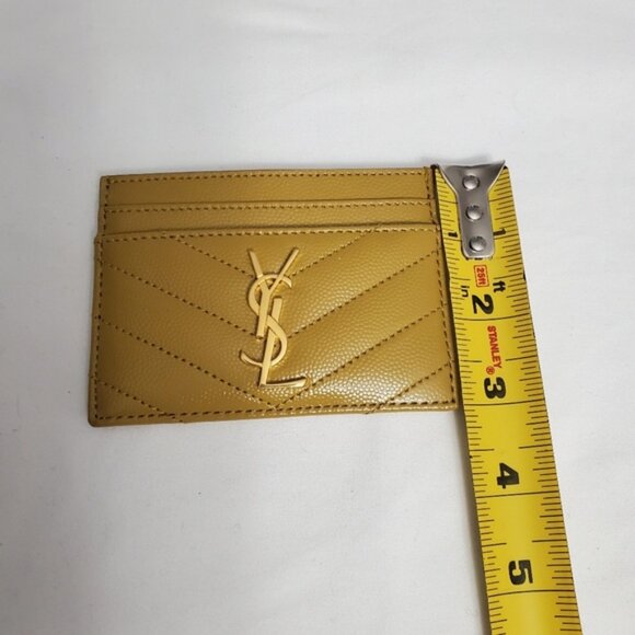 Auth Saint Laurent YSL Monogram Quilted Card Holder Yellow - Picture 7 of 7